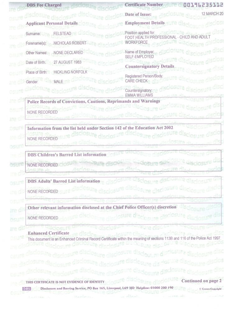 DBC Certificate - Nicholas Felstead